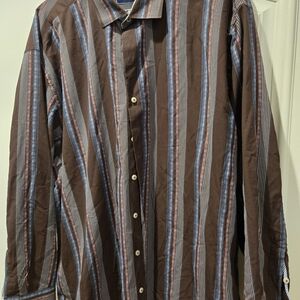 Tommy Bahama Brown and Blue Striped Shirt